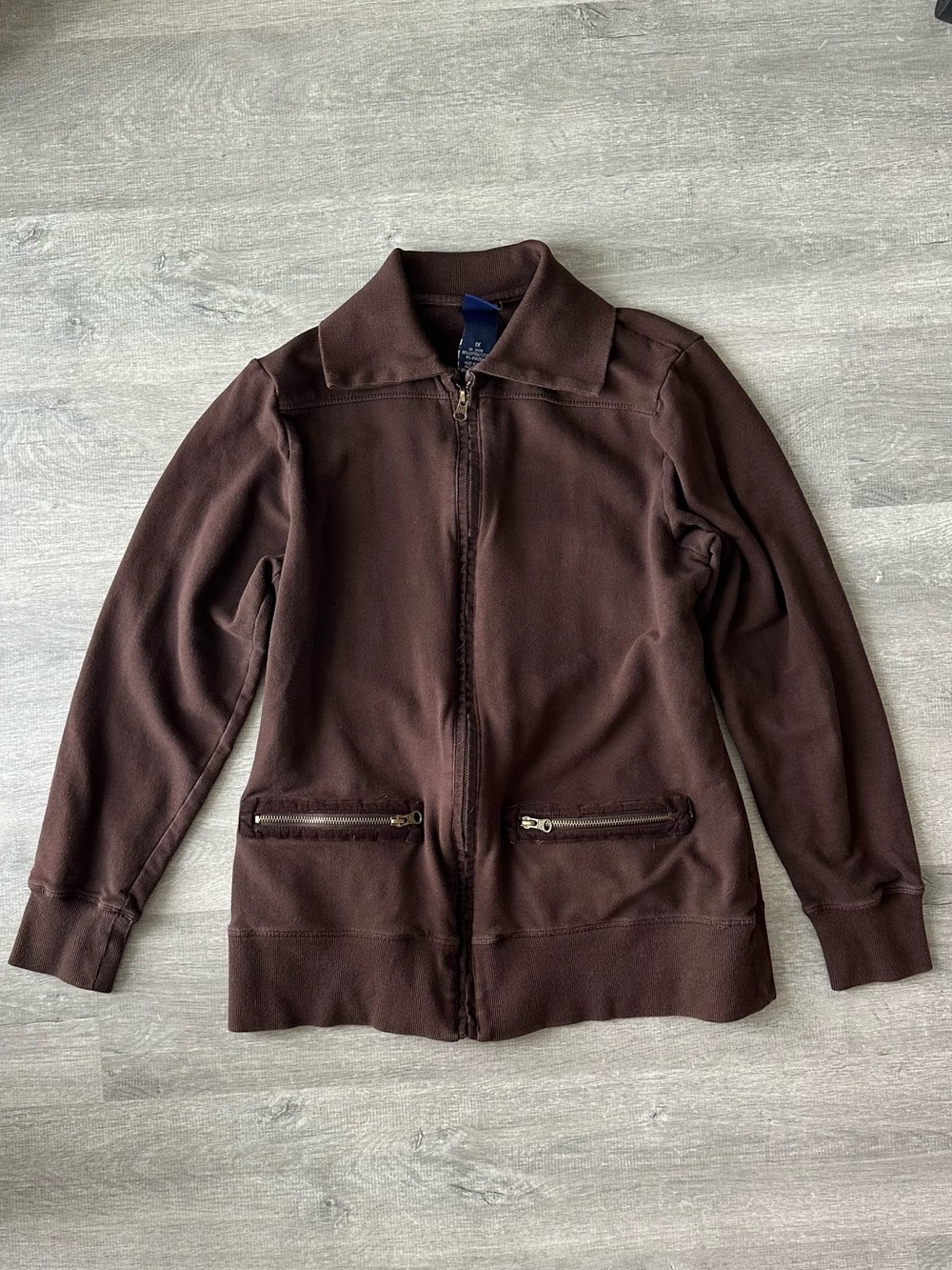 Y2K B.U.M. Equipment Women’s Brown Zip-Up Sweater Jacket 1X